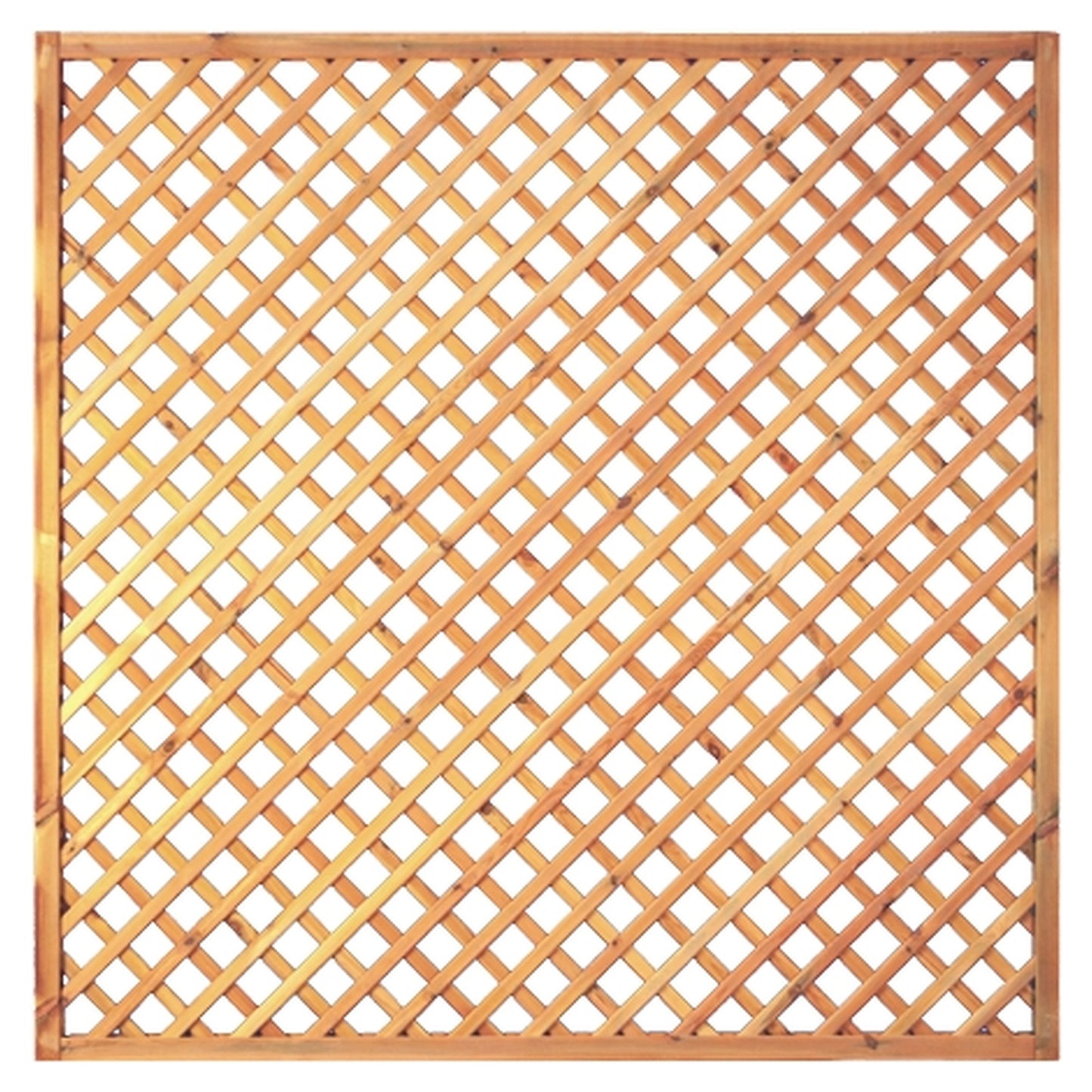 Diagonal-Rankzaun 180 x 180 cm
MW 6 x 6 cm, Rahmen 45/45 mm, kdi grün
Leisten 12 x 30 mm, genagelt