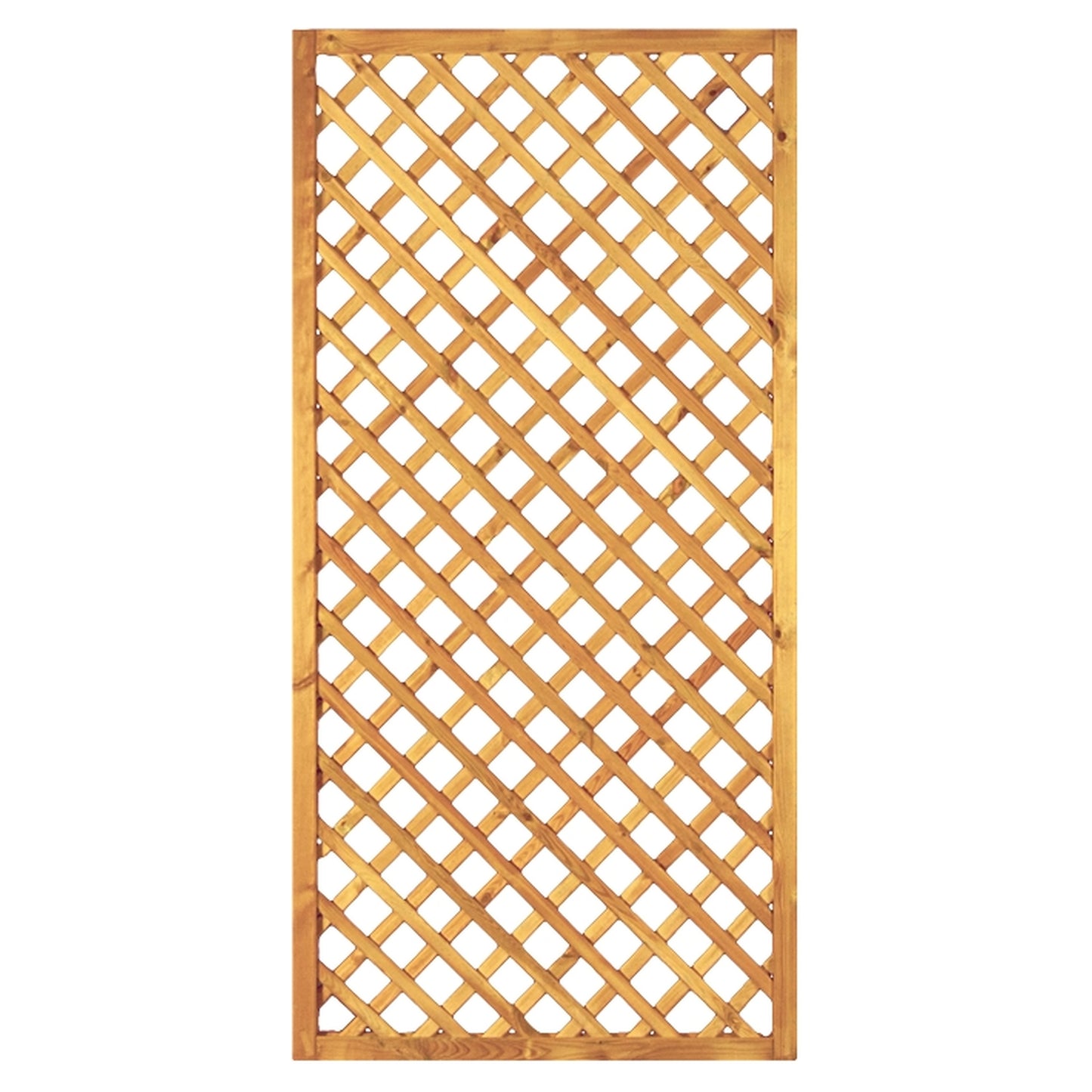 Diagonal-Rankzaun 90 x 180 cm
MW 6 x 6 cm, Rahmen 45/45 mm, kdi grün
Leisten 12 x 30 mm, genagelt