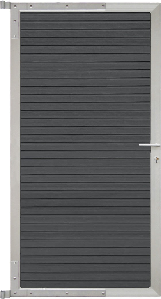 WAREN-Tor-Komplettset
90 x 173 cm, Füllung charcoal
Rahmen silber