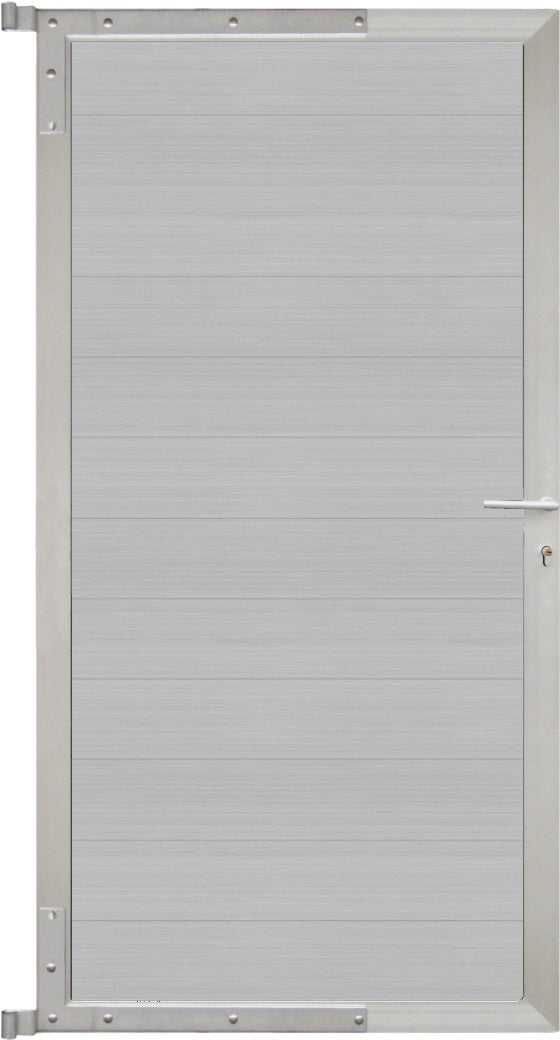 MAX-Tor-Komplettset
90 x 173 cm, Füllung smoke white
Rahmen silber