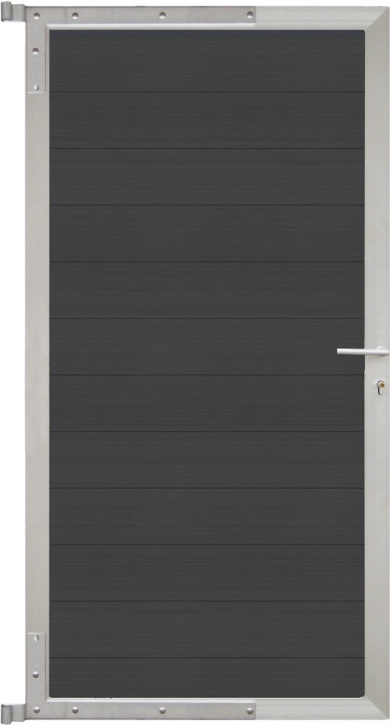 MAX-Tor-Komplettset
90 x 173 cm, Füllung charcoal
Rahmen silber