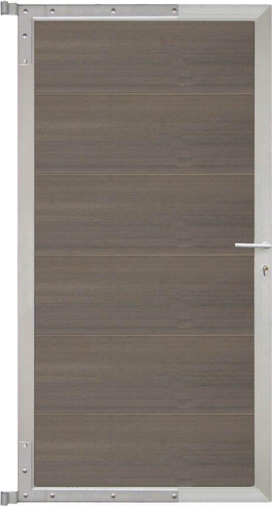 ELZE-Tor-Komplettset
90 x 173 cm, Füllung grau
Rahmen silber