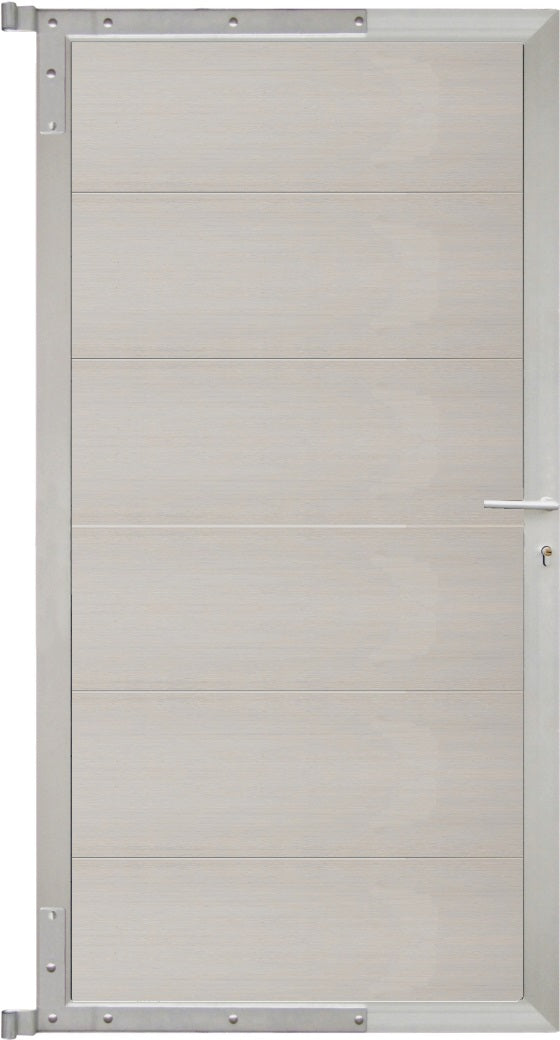 ELZE-Tor-Komplettset
90 x 173 cm, Füllung beige
Rahmen silber