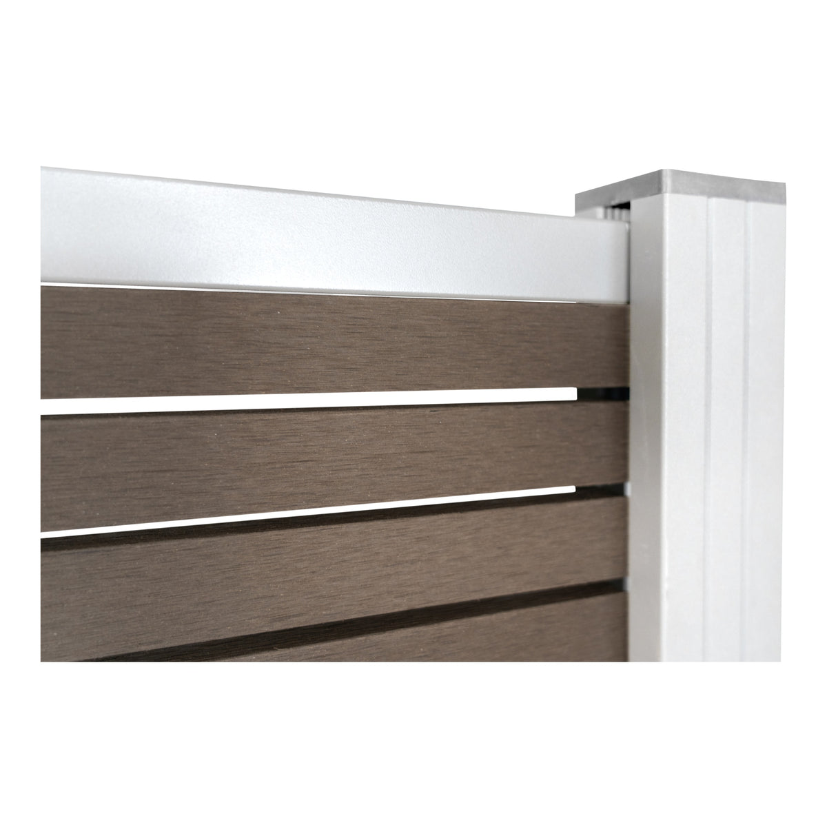 HÖRVIG-Serie BPC-Steckzaun 180 x 180 cm, SCHOKOBRAUN inkl. Start-& Abschluss SILBER