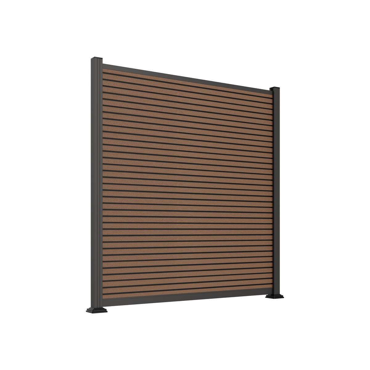 WAREN-Serie, WPC-Steckzaun-Set ca. 175 x 180 cm, TEAK/ANTHRAZIT, coextrudiert Abschlussleiste und Clips separat in silber oder anthrazit