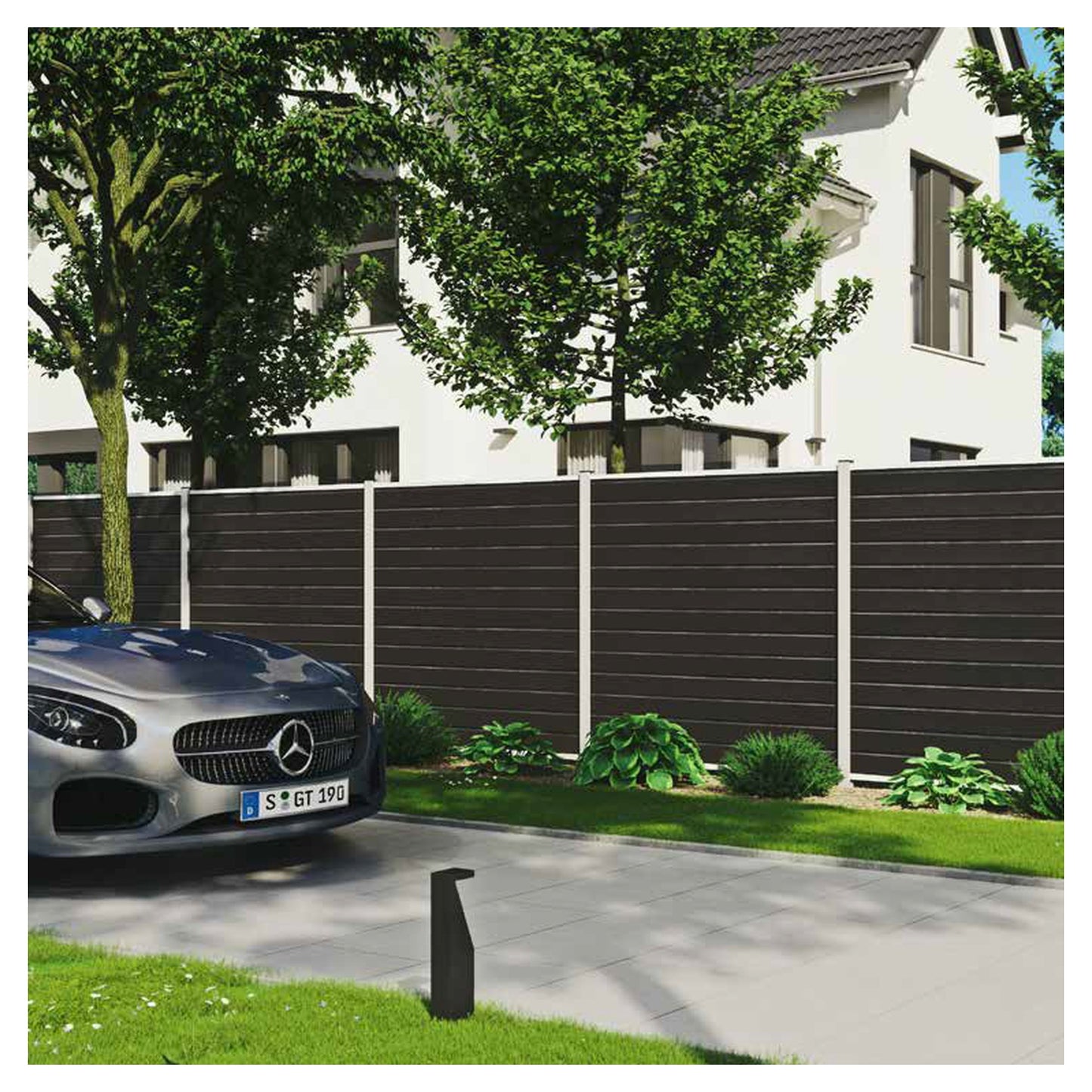 WOLLBACH-Serie, WPC-Steckzaun-Set ca. 175 x 180 cm, ANTHRAZIT