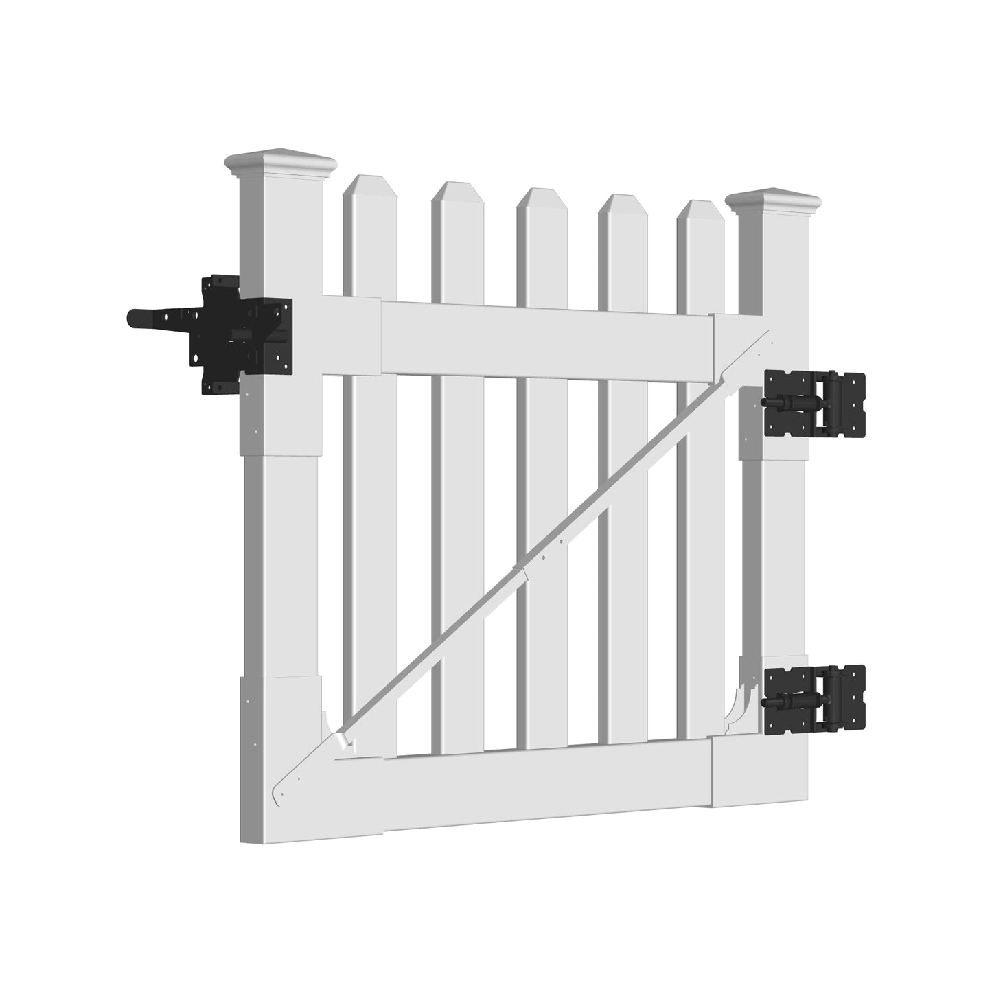 ALASKA-Serie Gartenzaun Tür
Einzeltor gerade Ausführung 100 x 80 cm, ohne Pfosten
PVC weiß, DIY-System, inkl. schwarzer Beschläge, kartonverpackt
