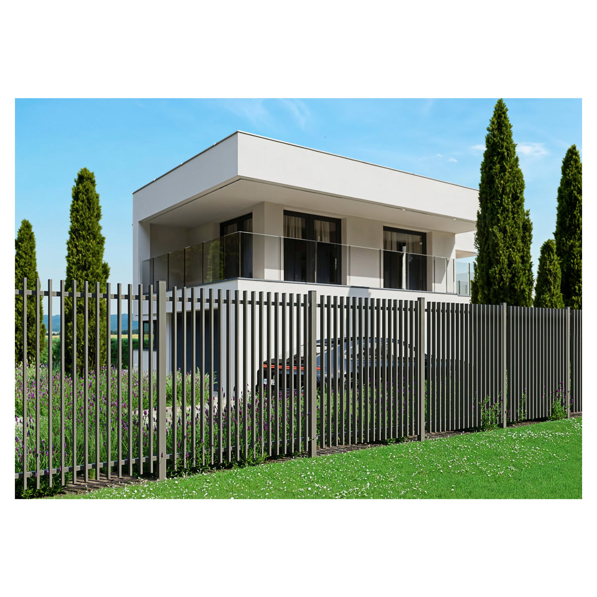 HUSUM-Serie Lattenzaun 180 x 180 cm, Latten 20 x 60 mm Aluminium, anthrazit