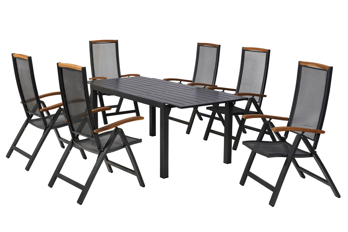 Tilos Set 7tlg.
Aluminium/Akazie