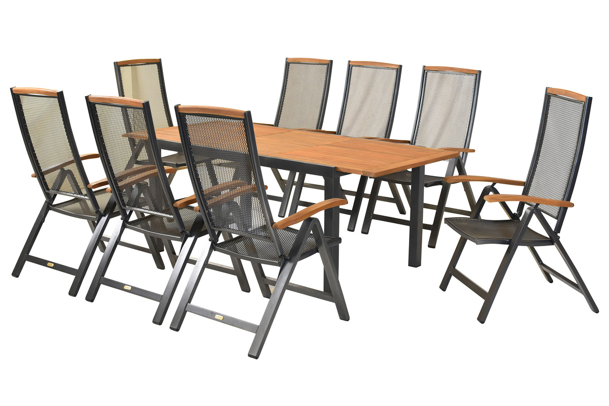 Tilos Set 9tlg.
Aluminium/Akazie
