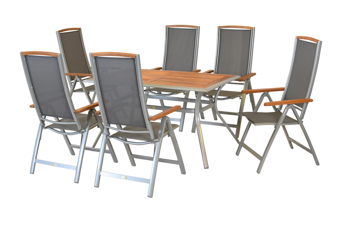Siena Set 7tlg.
Aluminium/Akazie/Textil