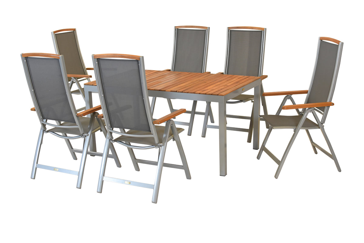 Siena Set 7tlg.
Aluminium/Akazie/Textil
