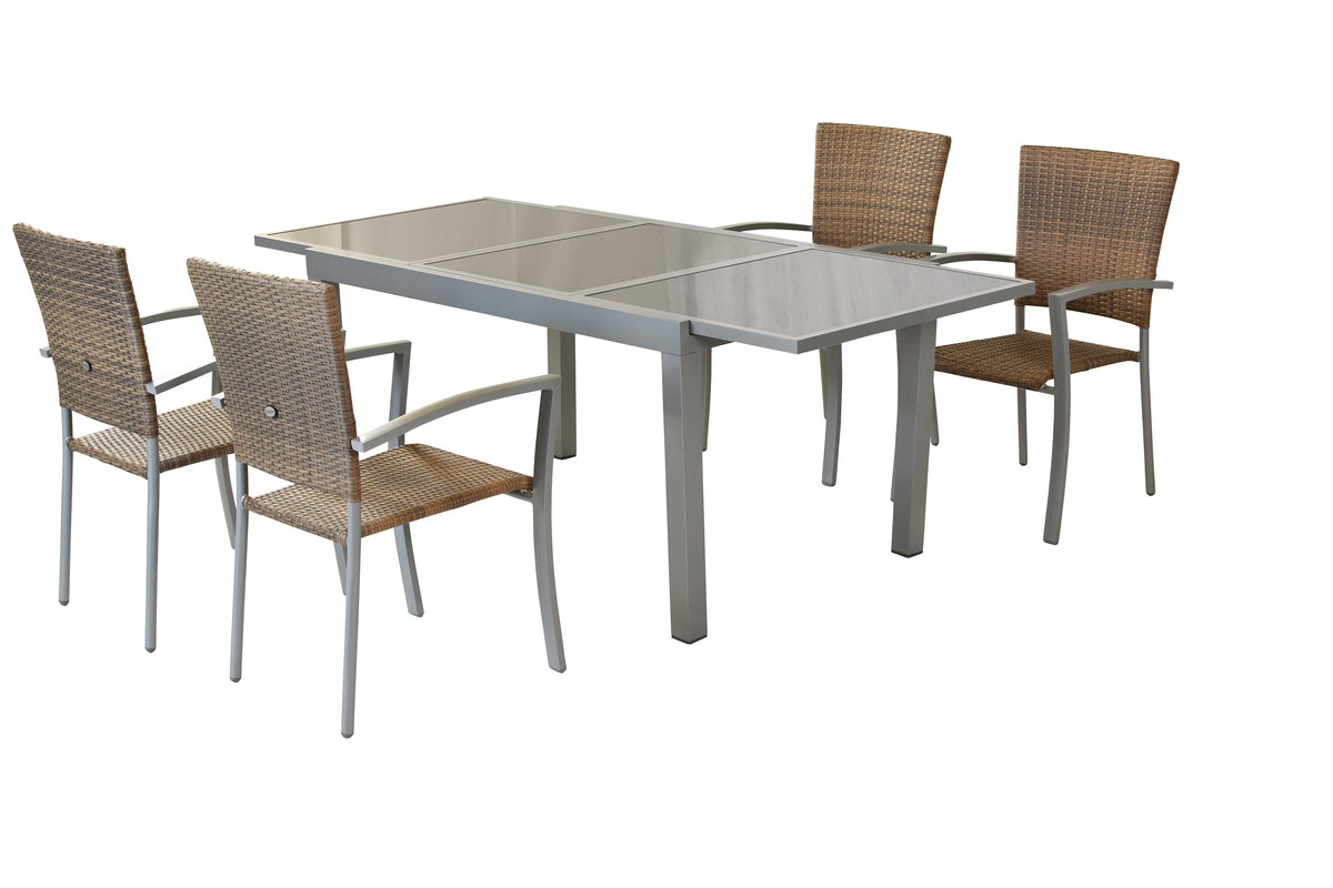 Savona Set 5tlg.
Aluminium/Kunststoffgeflecht
