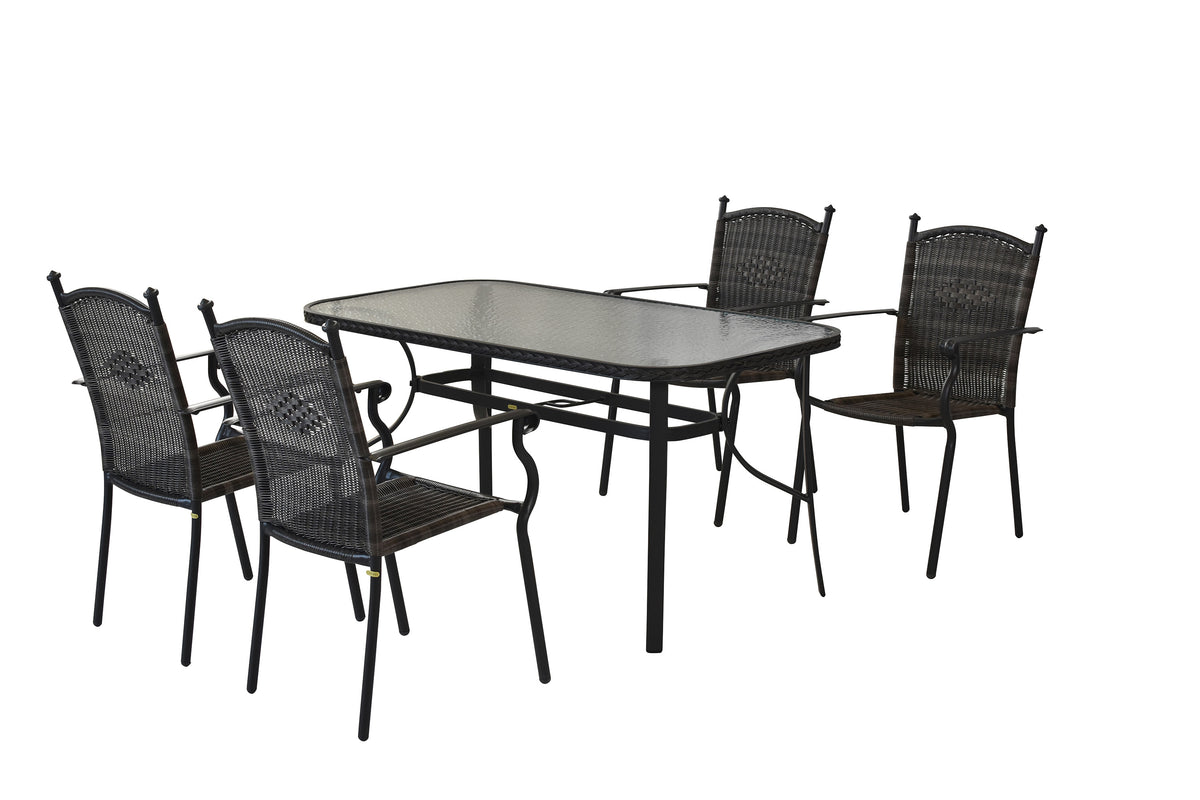 Roma Set 5tlg.
Aluminium/Kunststoffgeflecht