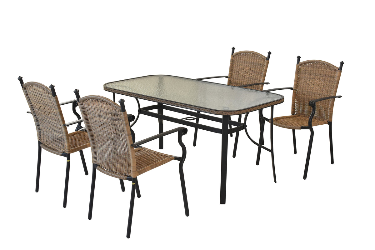 Roma Set 5tlg.
Aluminium/Kunststoffgeflecht