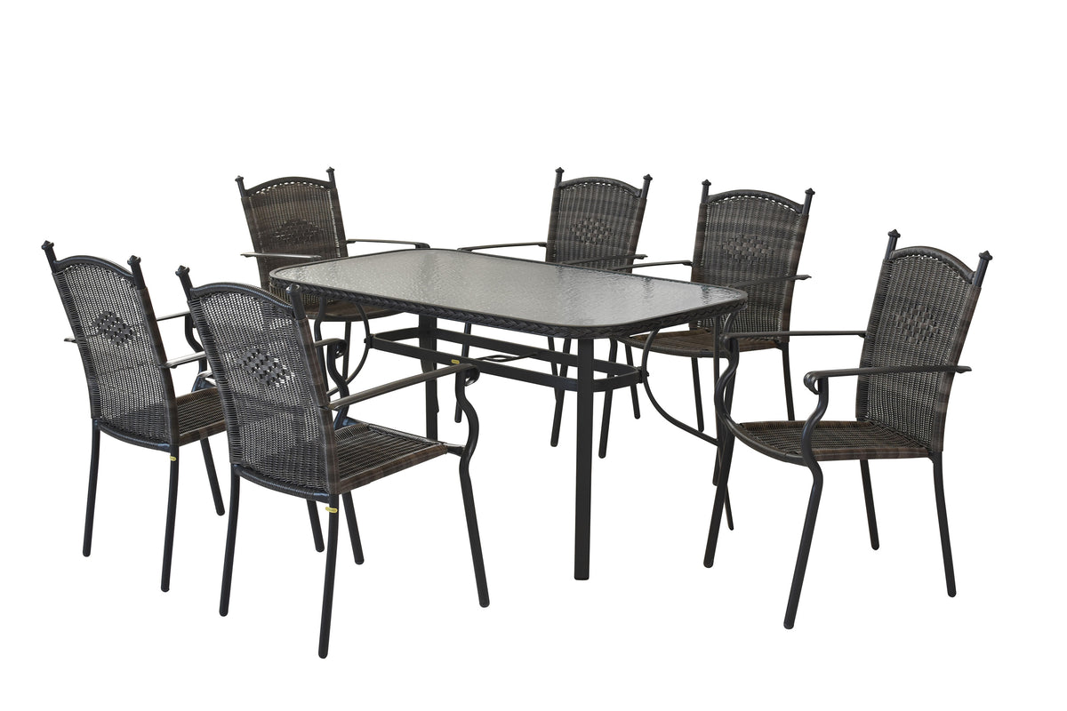 Roma Set 7tlg.
Aluminium/Kunststoffgeflecht