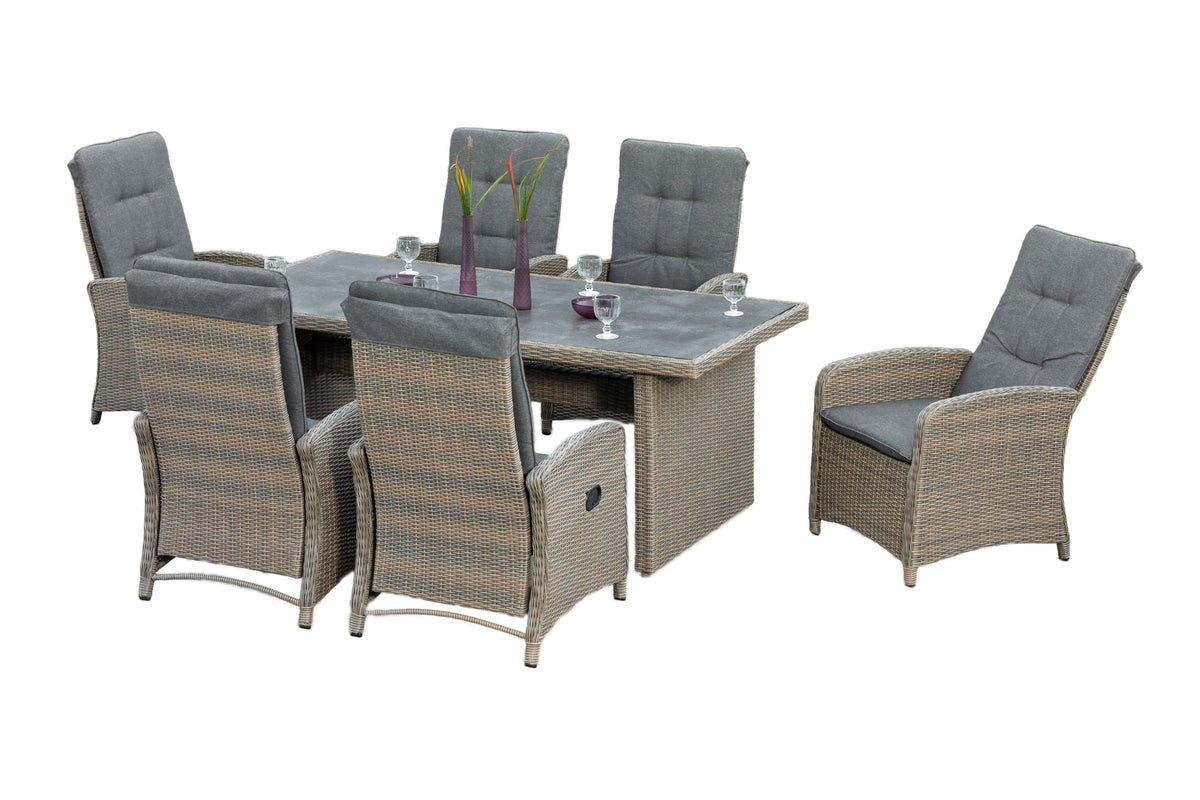 Atrani Set 7tlg.
Aluminium/Kunststoffgeflecht