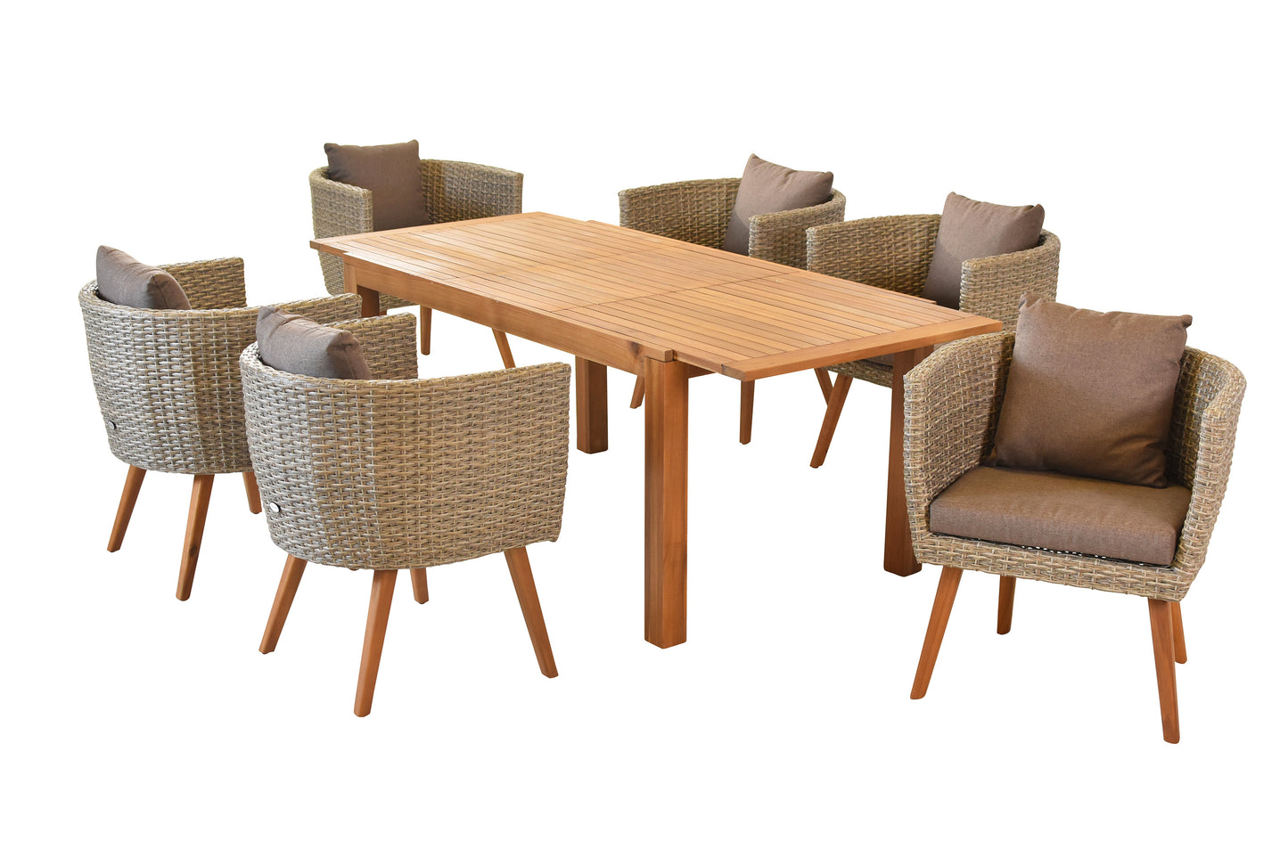 Imperia Set 7tlg.
Alu/Kunststoffgeflecht/Akazie