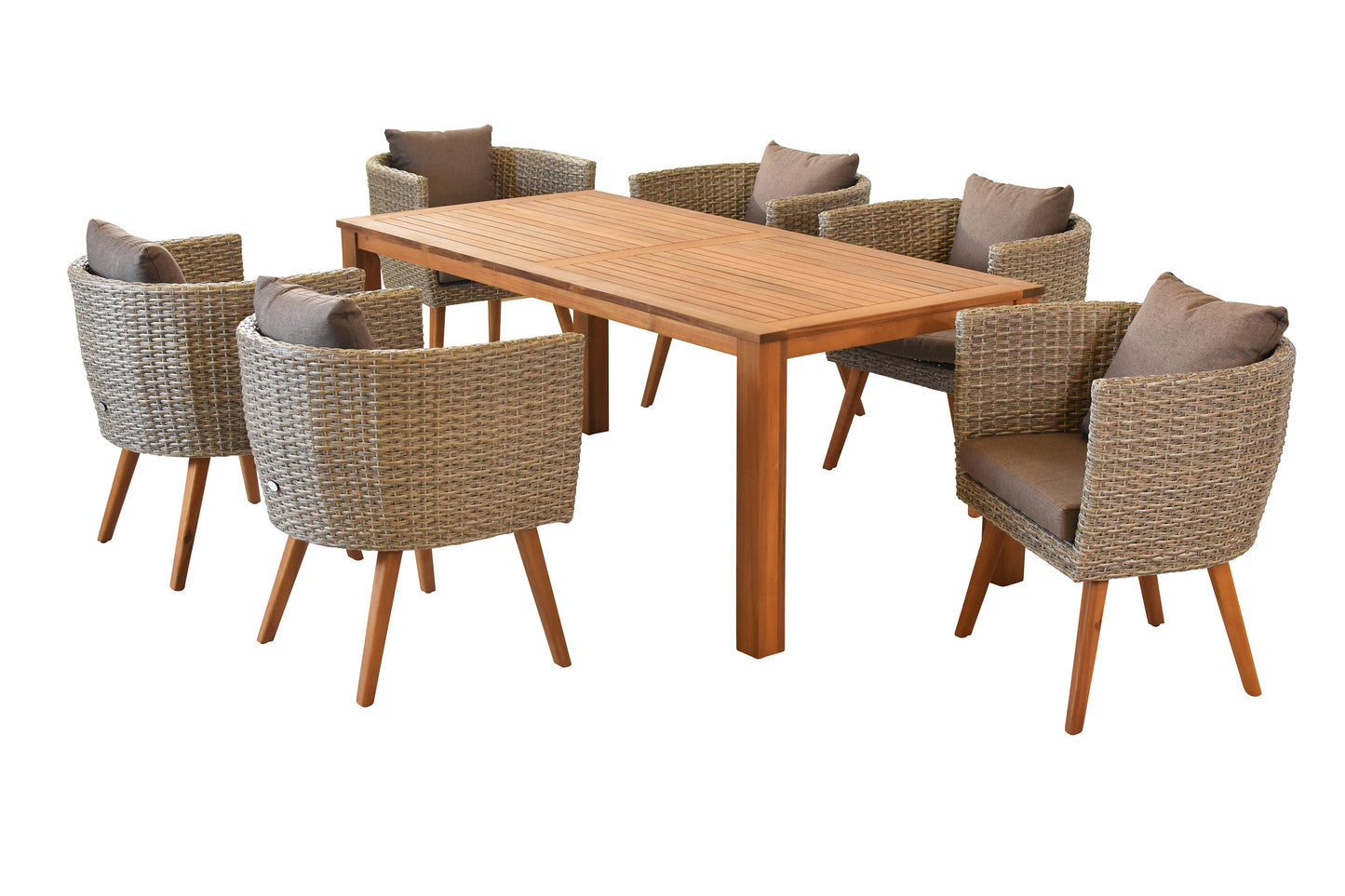 Imperia Set 7tlg.
Alu/Kunststoffgeflecht/Akazie