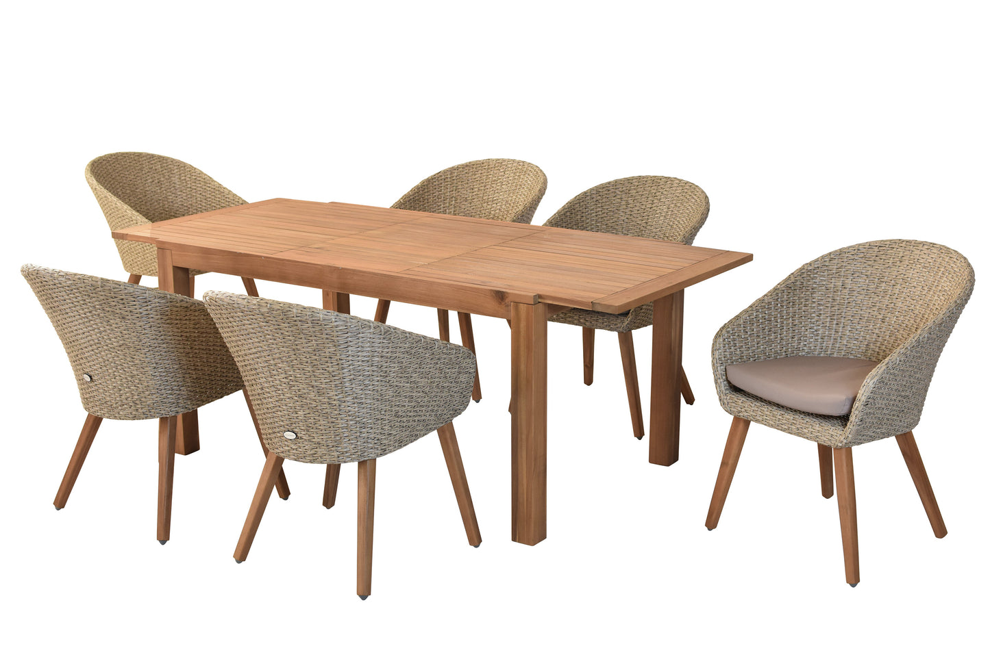 Arrone Set 7tlg.
Alu/Kunststoffgeflecht/Akazie