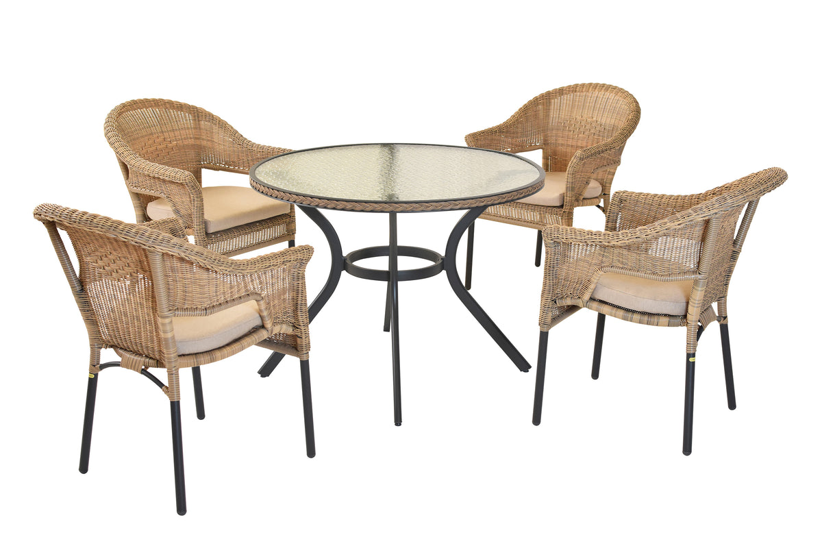Ravenna Set 9tlg.
Aluminium/Kunststoffgeflecht