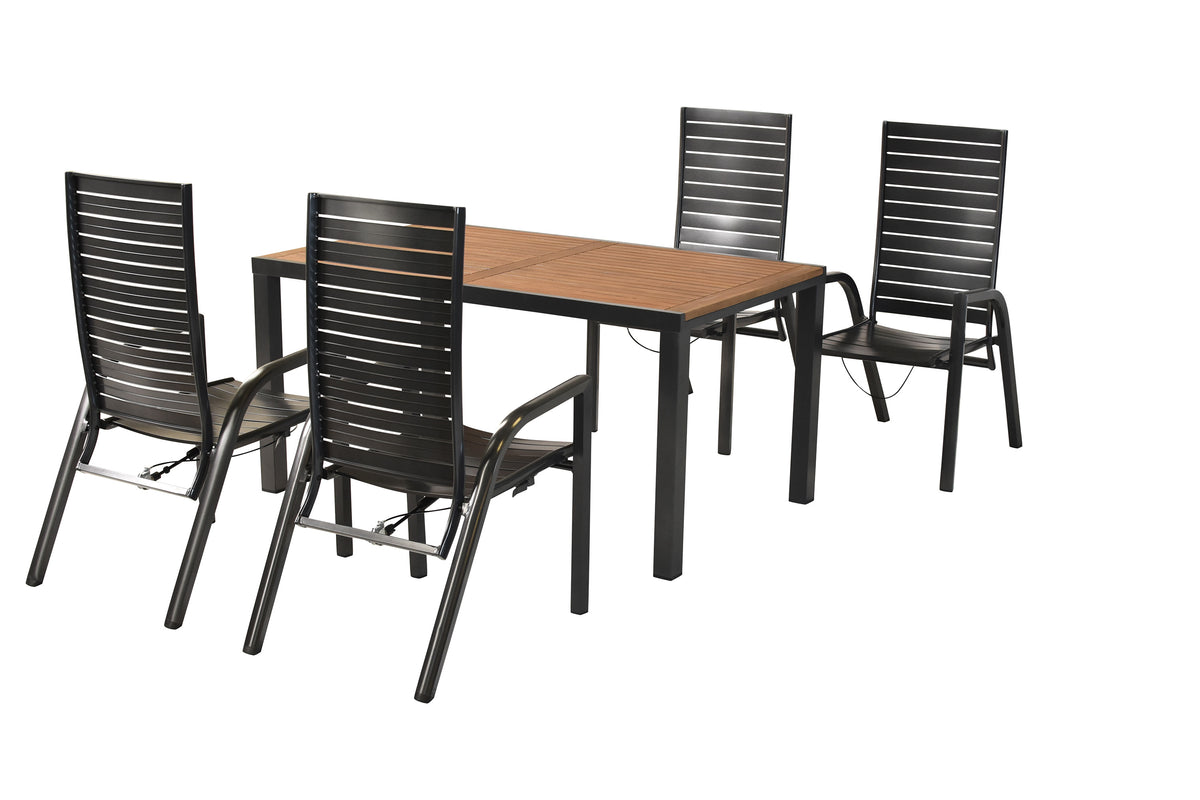 Siros Set 5tlg.
Aluminium/Akazie