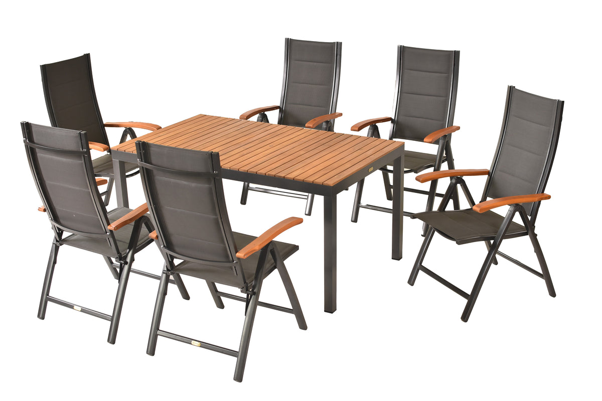Paxos Set 7tlg.
Aluminium/Textil/Akazie