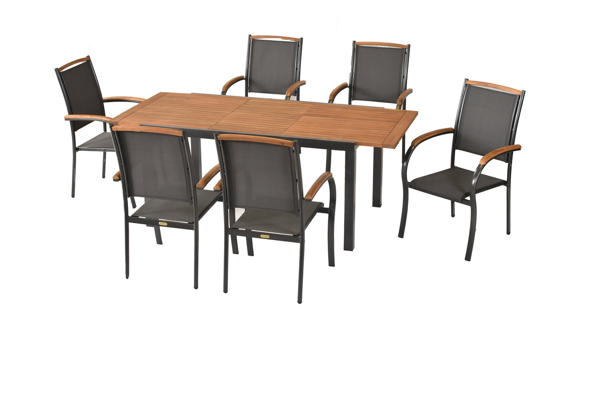 Siena Set 7tlg.
Aluminium/Akazie/Textil