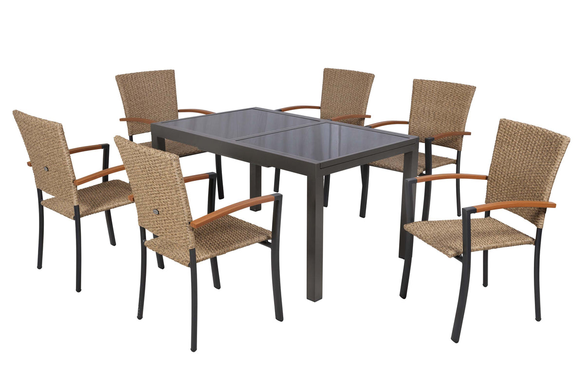 Teramo Set 7tlg.
Alu/KS-geflecht/Polyrattan