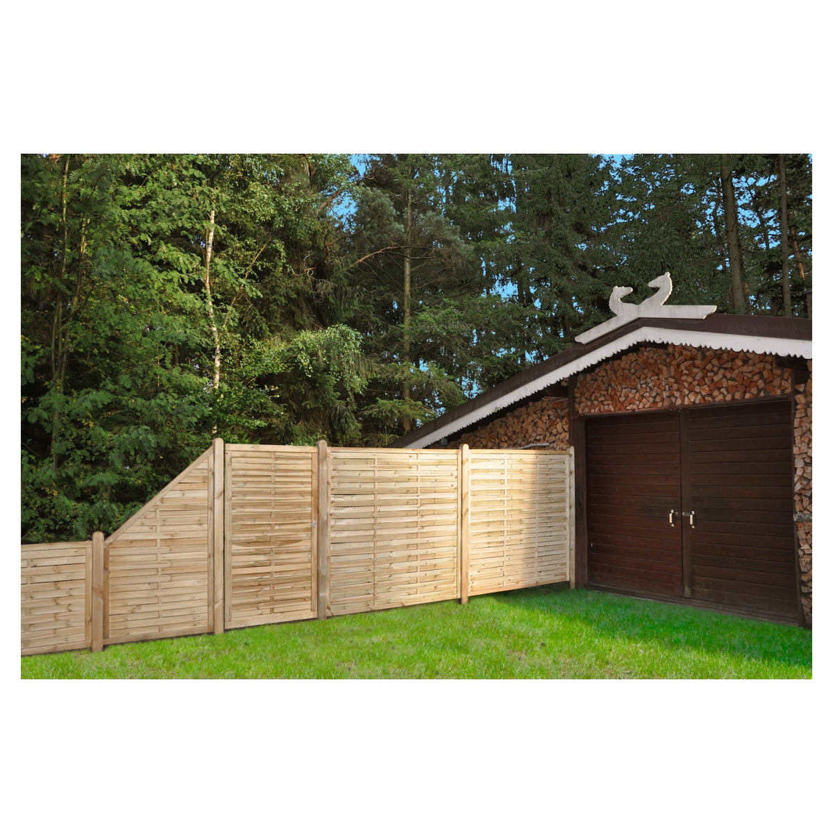 Lamellenzaun 180 x 180 cm
Rahmen 34/54 mm, kdi grün
