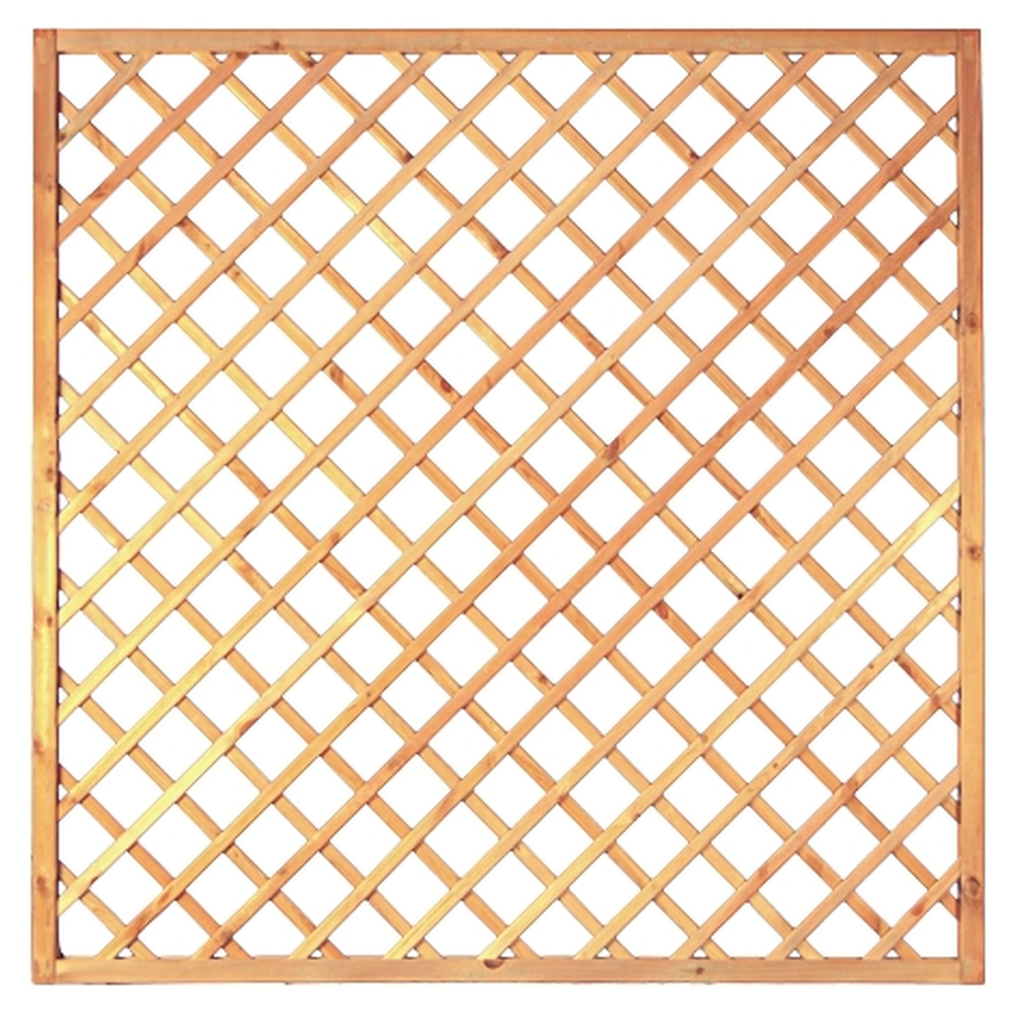 Diagonal-Rankzaun 180 x 180 cm
MW 10 x 10 cm, Rahmen 45/45 mm, kdi grün
Leisten 12 x 30 mm, genagelt
