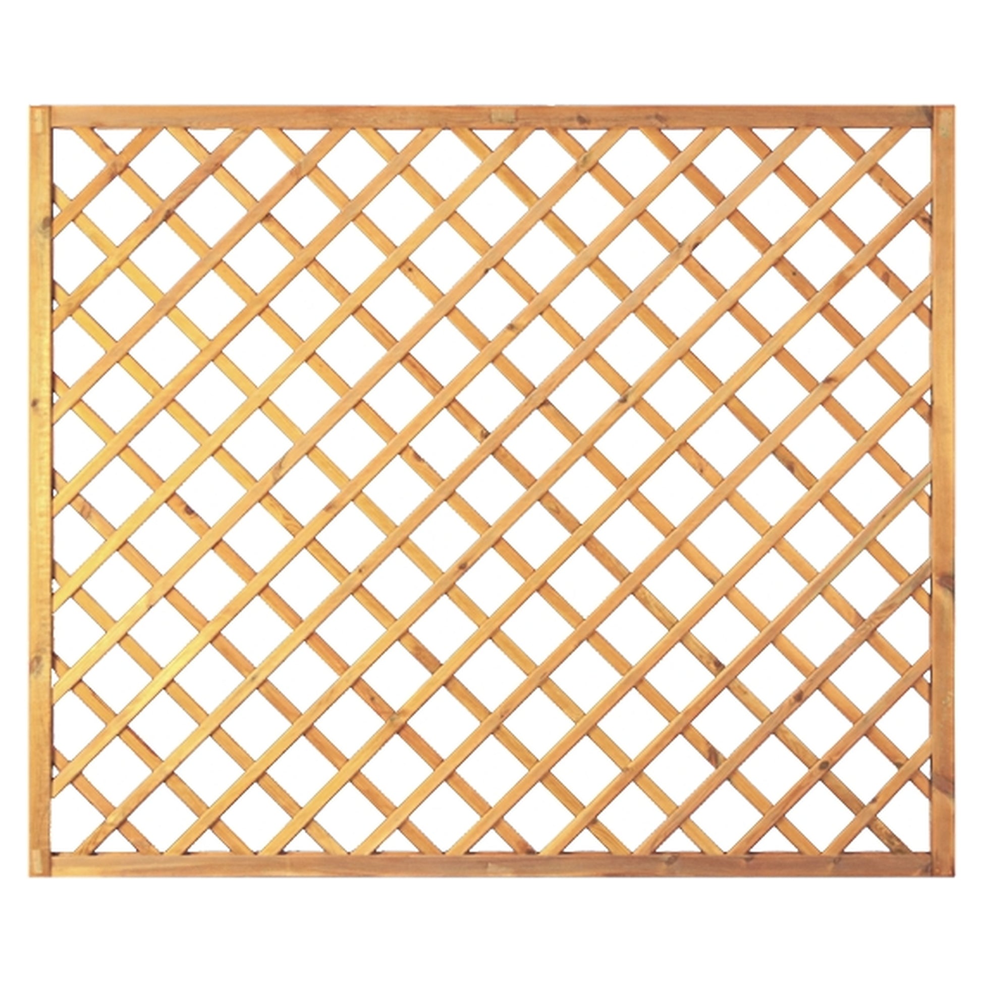 Diagonal-Rankzaun 180 x 150 cm
MW 10 x 10 cm, Rahmen 45/45 mm, kdi grün
Leisten 12 x 30 mm, genagelt