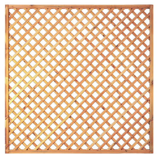 Diagonal-Rankzaun 180 x 180 cm
MW 6 x 6 cm, Rahmen 45/45 mm, kdi grün
Leisten 12 x 30 mm, genagelt