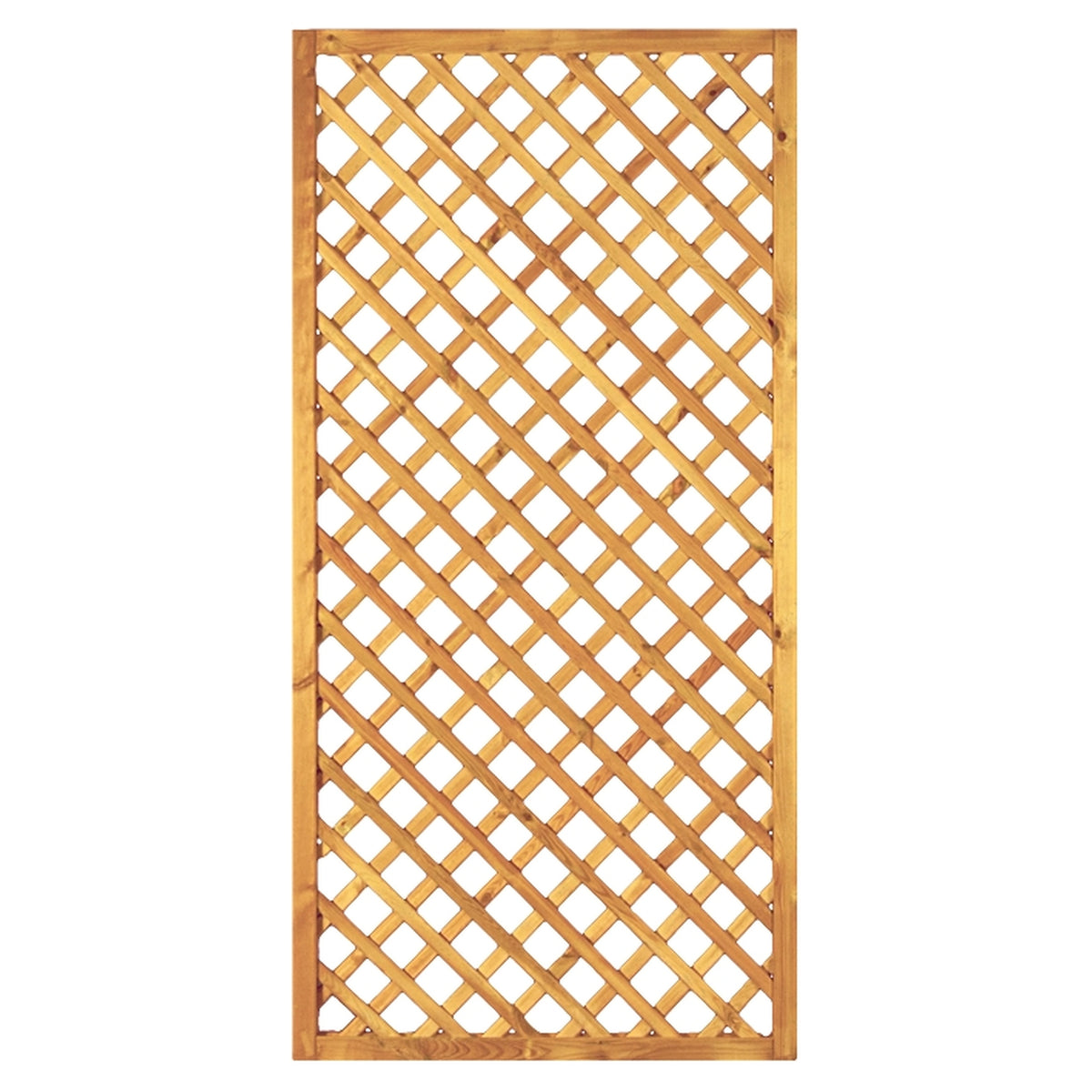 Diagonal-Rankzaun 90 x 180 cm
MW 6 x 6 cm, Rahmen 45/45 mm, kdi grün
Leisten 12 x 30 mm, genagelt
