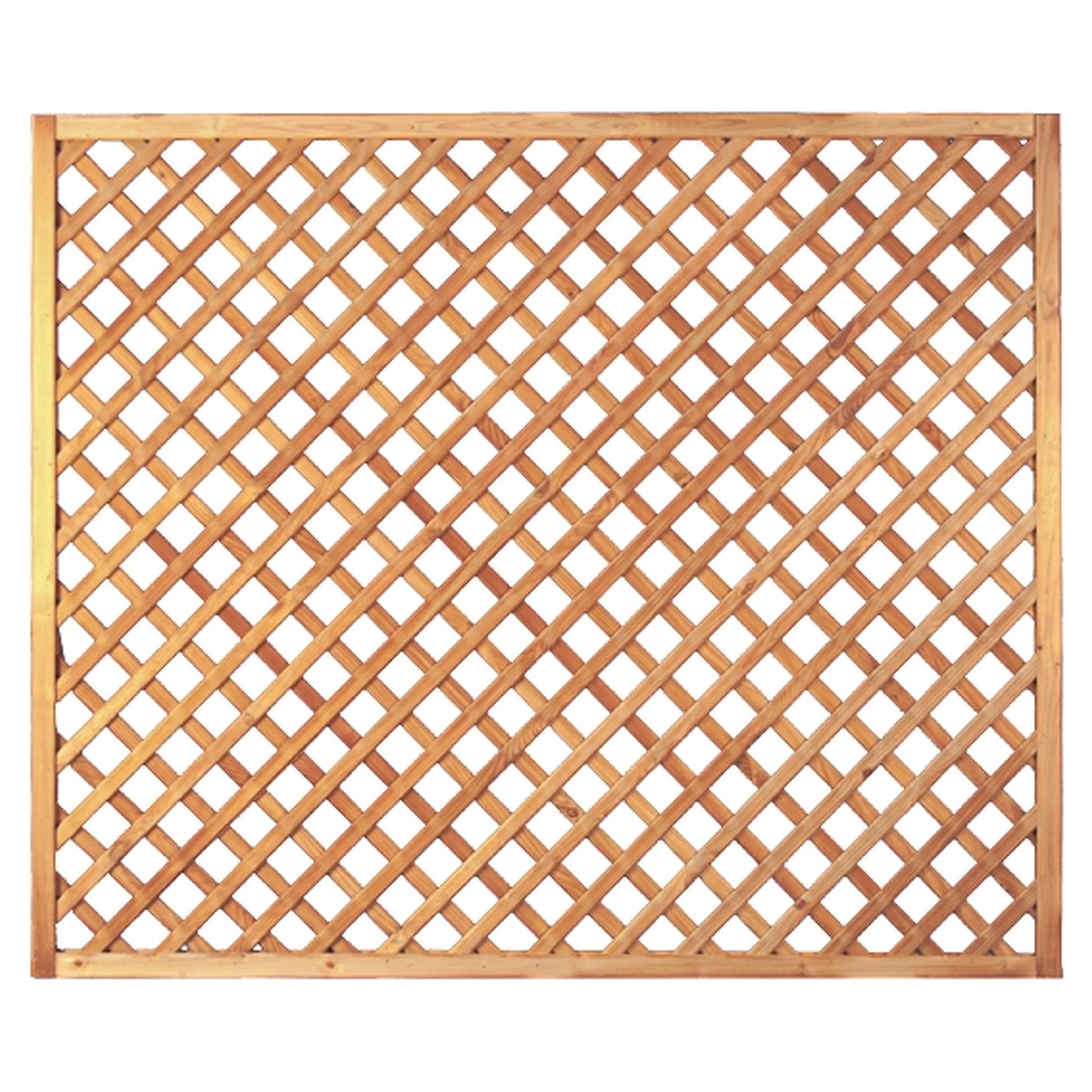 Diagonal-Rankzaun 180 x 150 cm
MW 6 x 6 cm, Rahmen 45/45 mm, kdi grün
Leisten 12 x 30 mm, genagelt