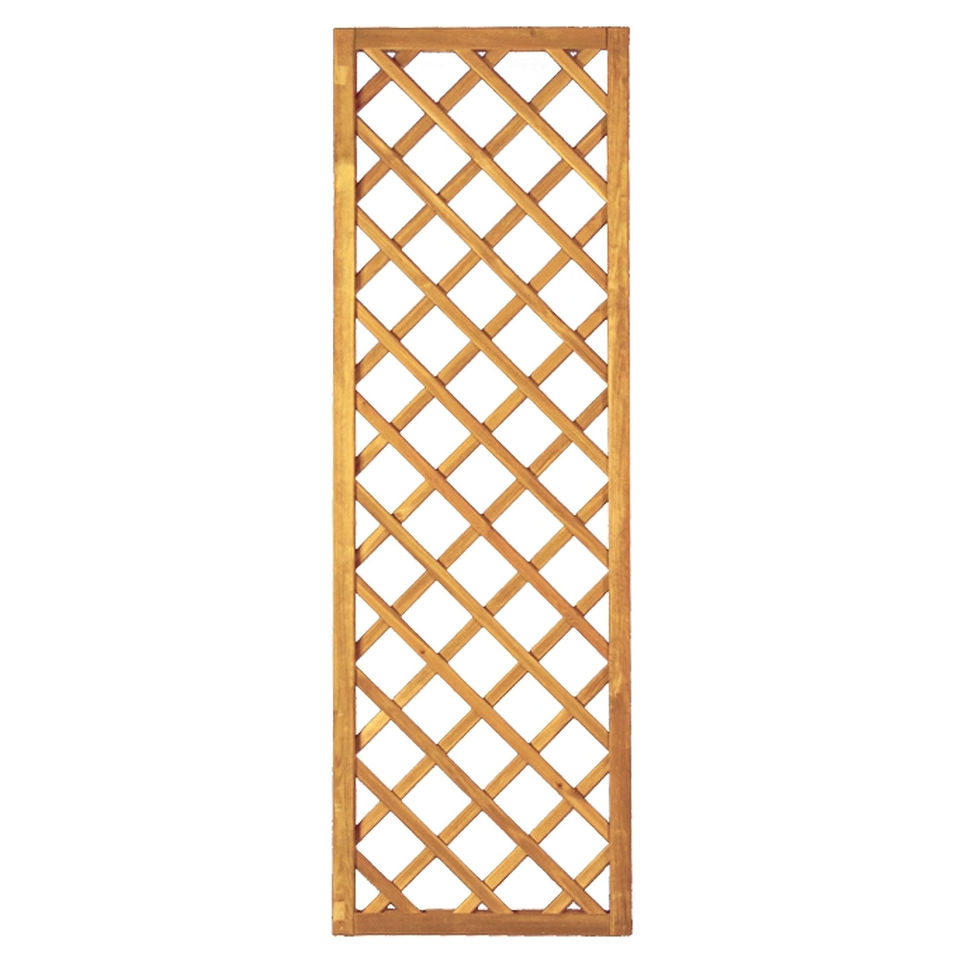 Diagonal-Rankzaun 60 x 180 cm
MW 10 x 10 cm, Rahmen 45/45 mm, kdi grün
Leisten 12 x 30 mm, genagelt