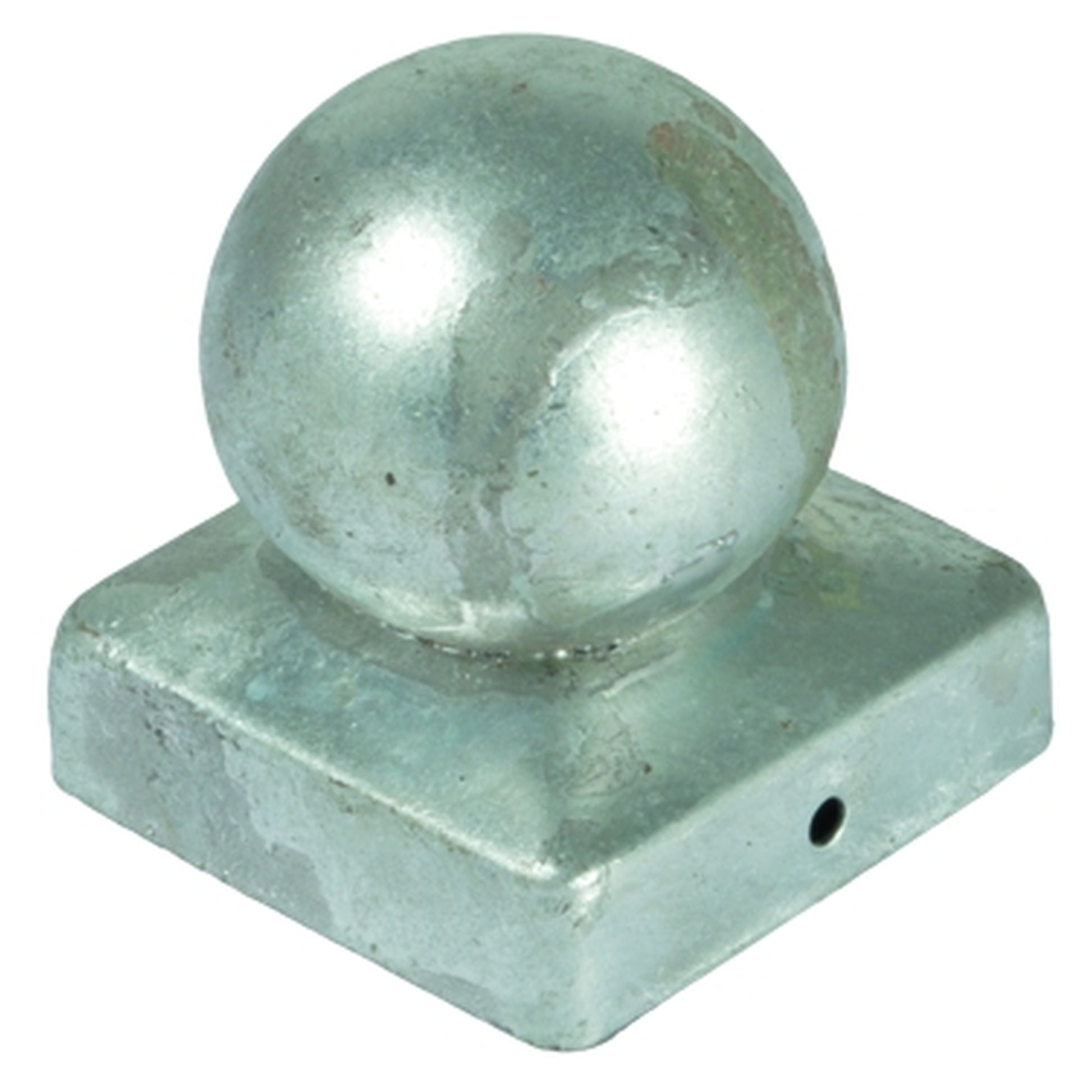 Pfostenabdeckung aus Metall 7 x 7 cm 
Kugel Feuerverzinkt
