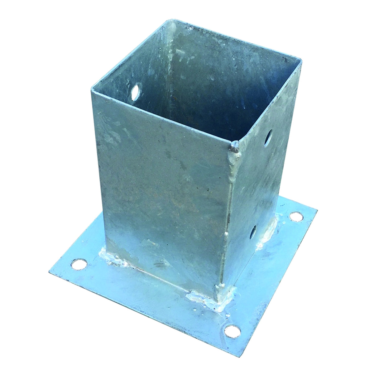 Pfostenträger zum Aufschrauben  15 x 15 x 15 cm
feuerverzinkt, für Pfosten 9 x 9 cm
mit rechteckiger Grundplatte