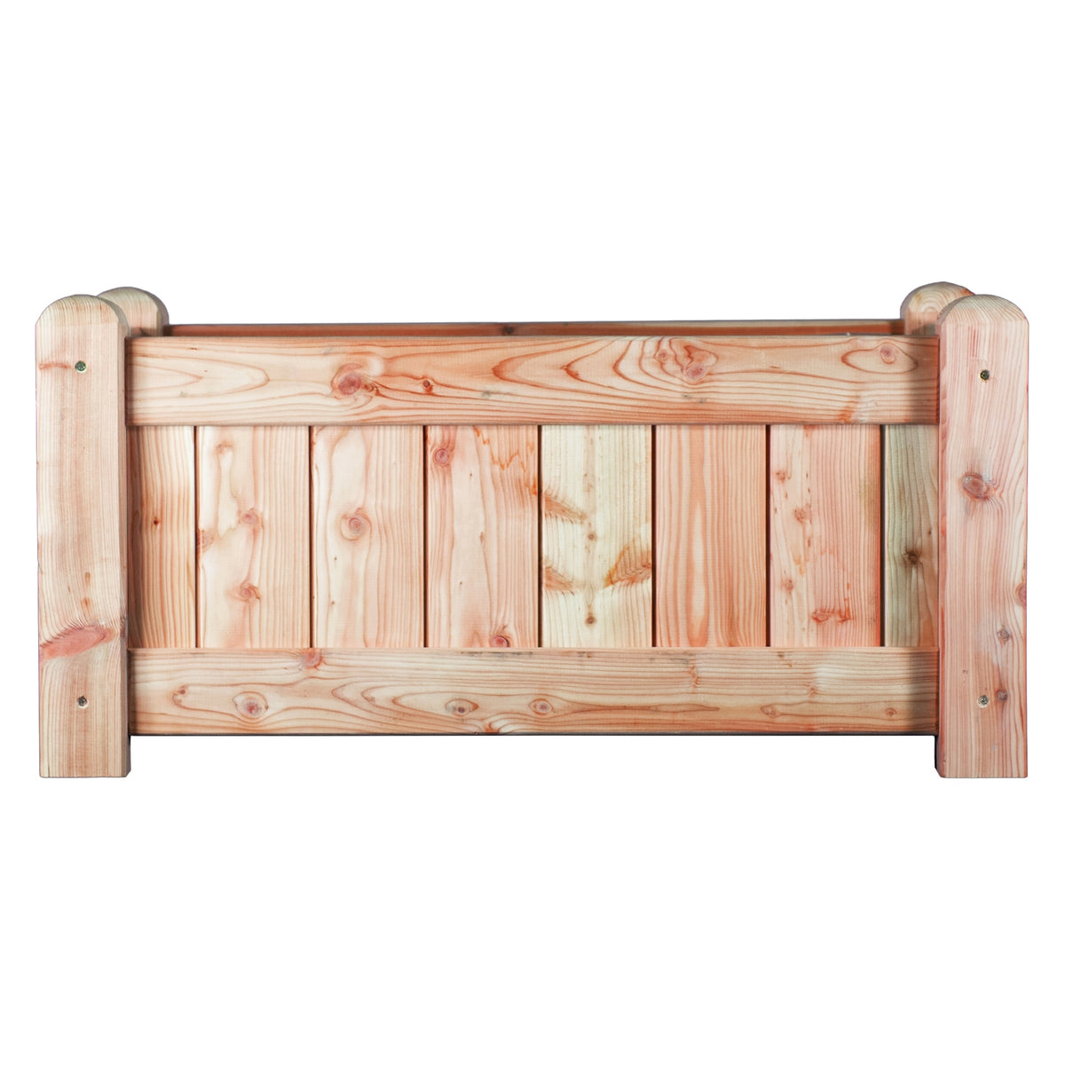 GÖTEBORG Blumenkübel Lärche 
B 100 x T 50 x H 50 cm, V2A verschraubt
Pfosten 88/88 mm, Bretter 18/78 mm