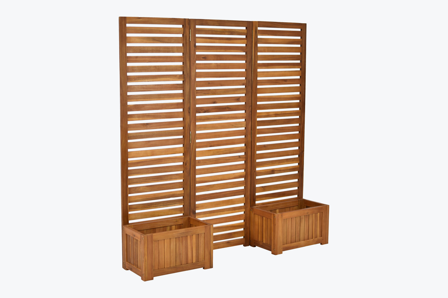 Sichtschutz mit 2 Blumenkästen Akazienholz