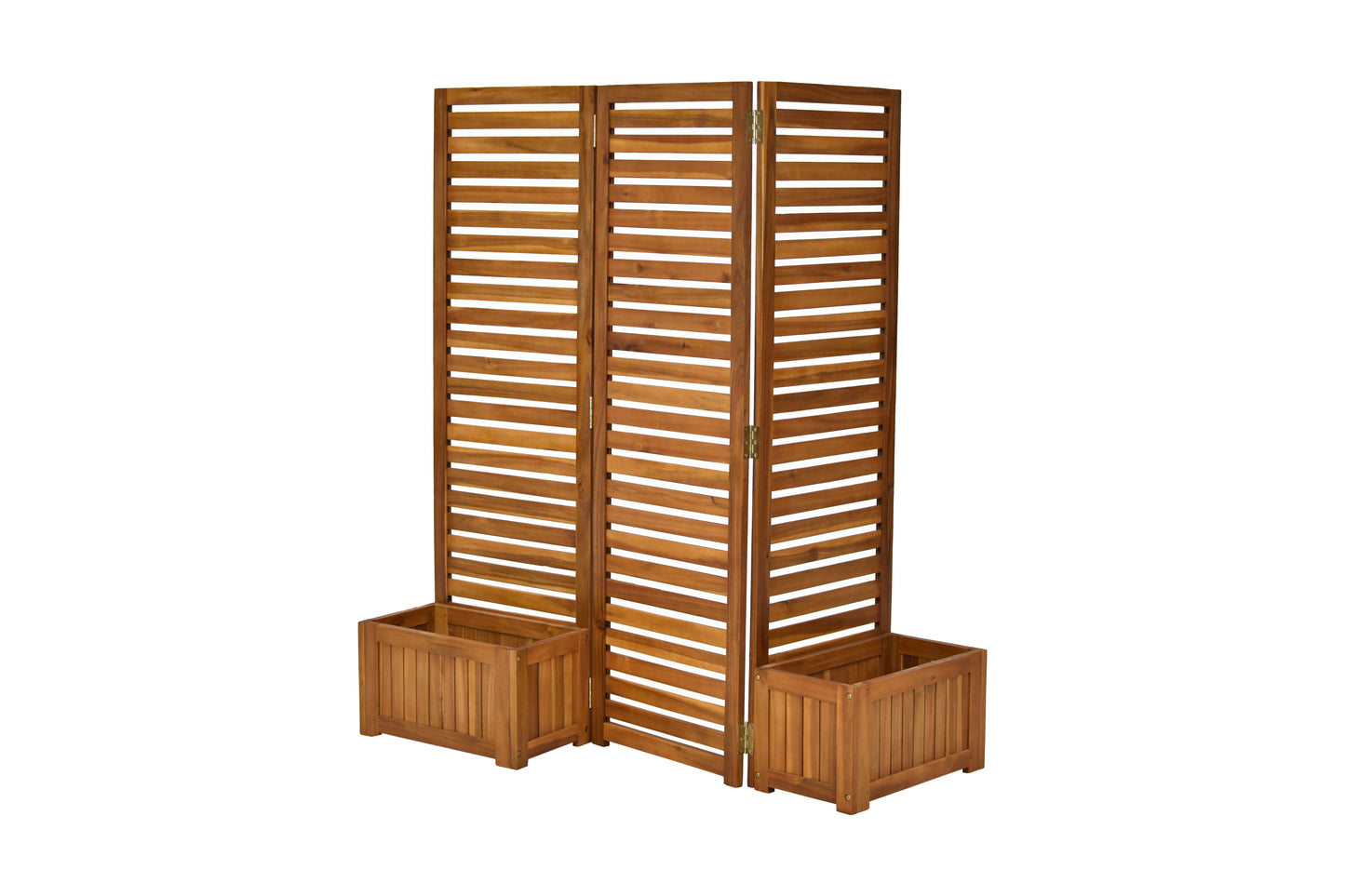 Sichtschutz mit 2 Blumenkästen Akazienholz