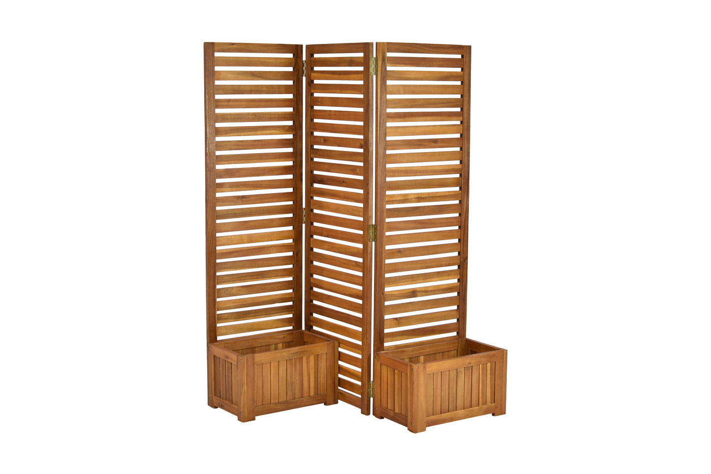 Sichtschutz mit 2 Blumenkästen Akazienholz