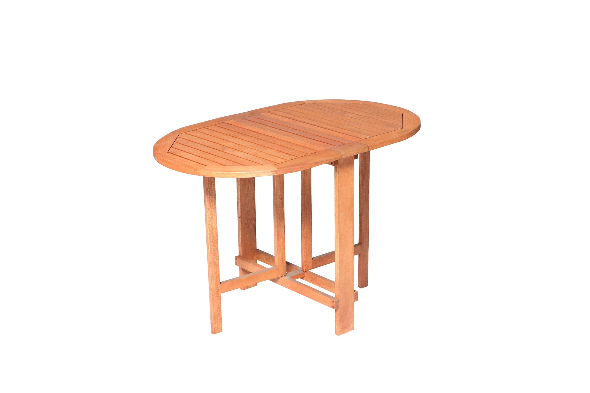 Klappentisch, oval
beidseitig klappbar
Eukalyptus