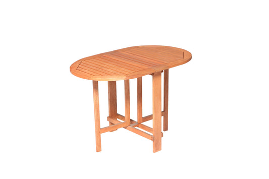 Klappentisch, oval
beidseitig klappbar
Eukalyptus