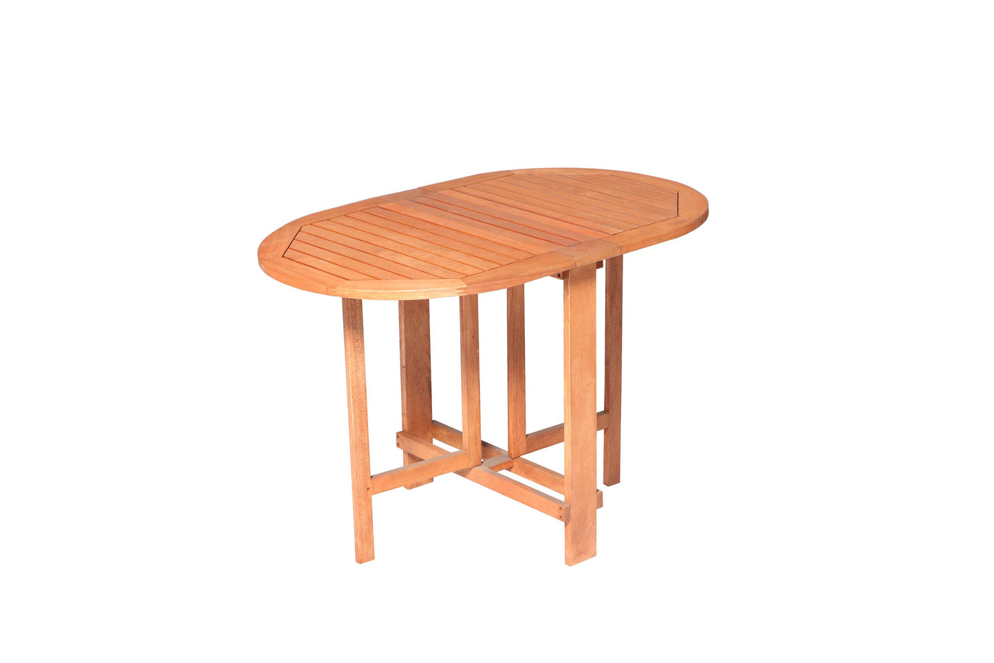 Klappentisch, oval
beidseitig klappbar
Eukalyptus