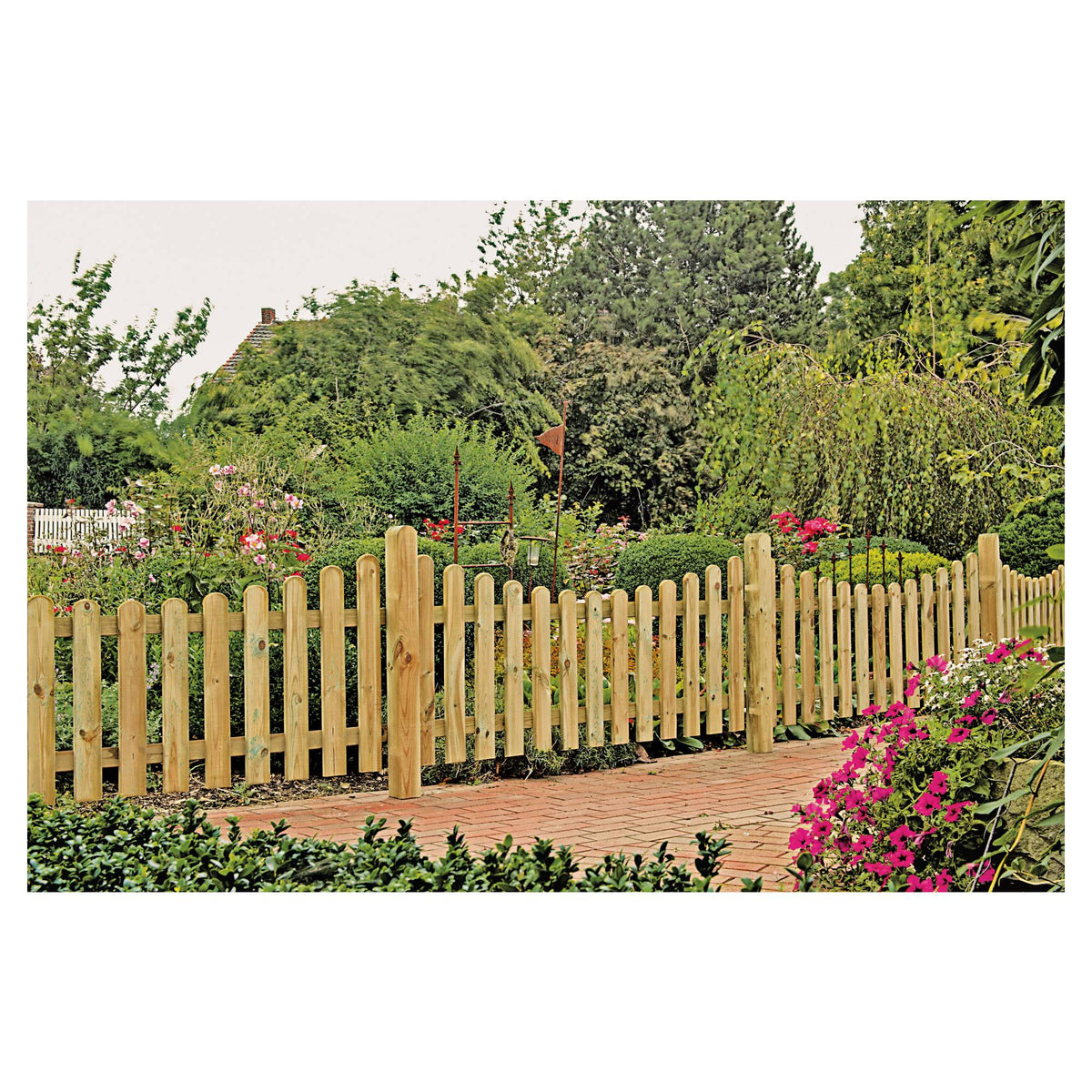 HEIKO-Gartenzaun Unterbogen 
180 x 80/65 cm, kdi-grün
Latten 20/90 mm, glatt; Riegel 25/70 mm