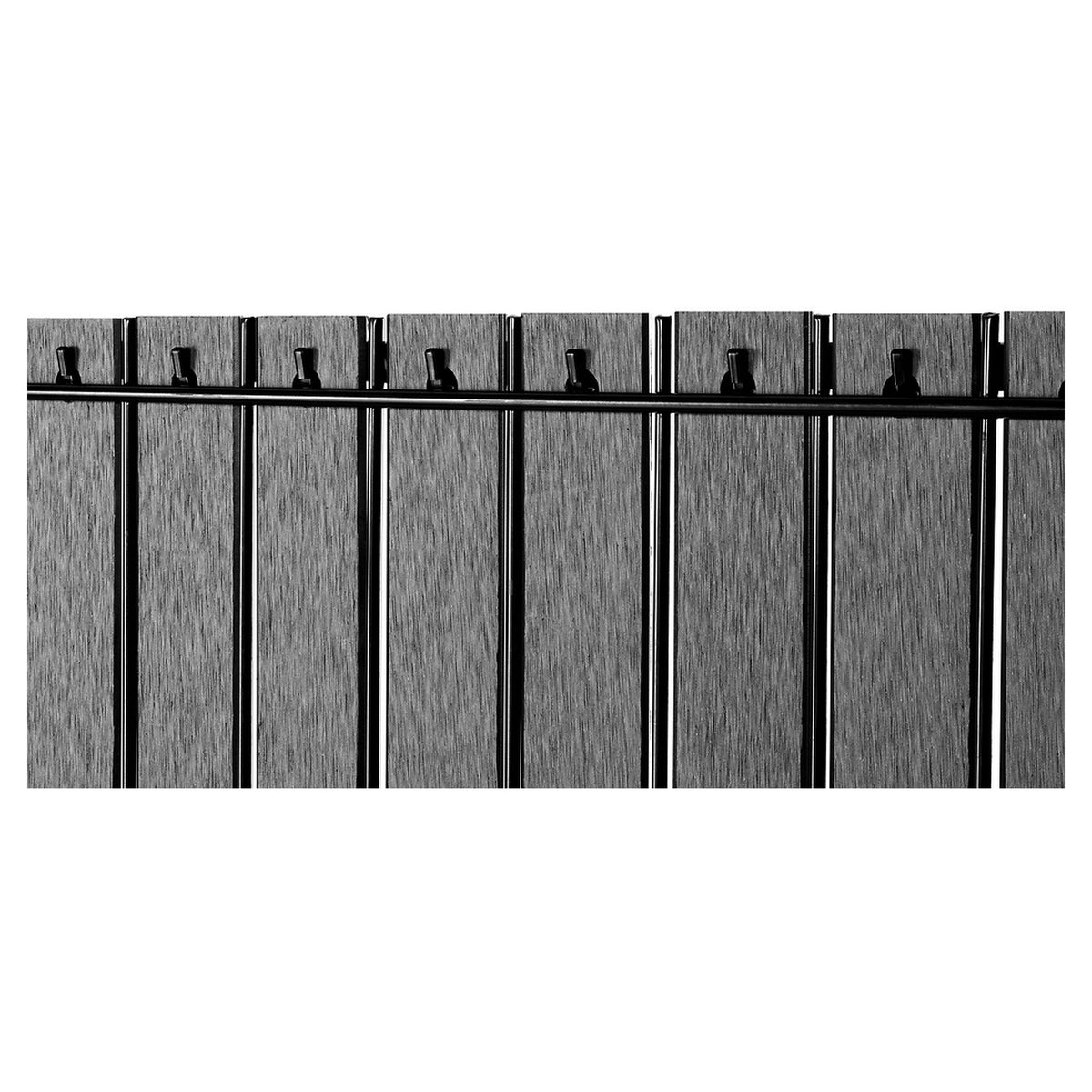 WPC-Streifen für DSM anthrazit, Set für 1 Feld L250 x H123 cm inkl. Hakenleiste + Alu-Abschlussprofil