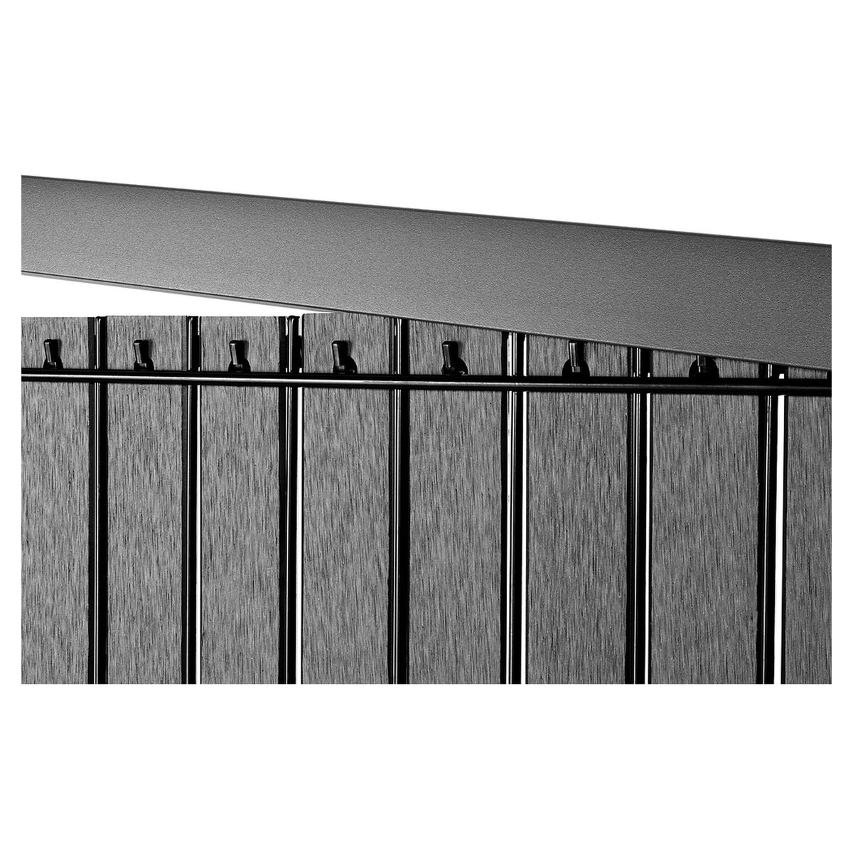 WPC-Streifen für DSM anthrazit, Set für 1 Feld L250 x H123 cm inkl. Hakenleiste + Alu-Abschlussprofil
