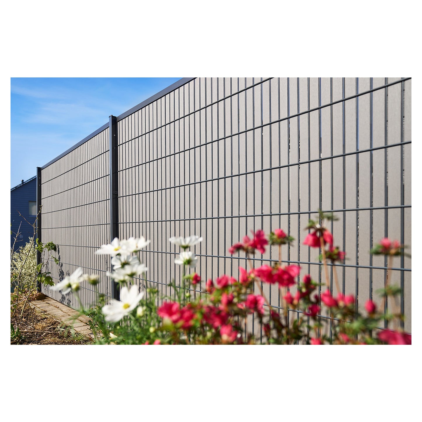 WPC-Streifen für DSM anthrazit, Set für 1 Feld L250 x H123 cm inkl. Hakenleiste + Alu-Abschlussprofil