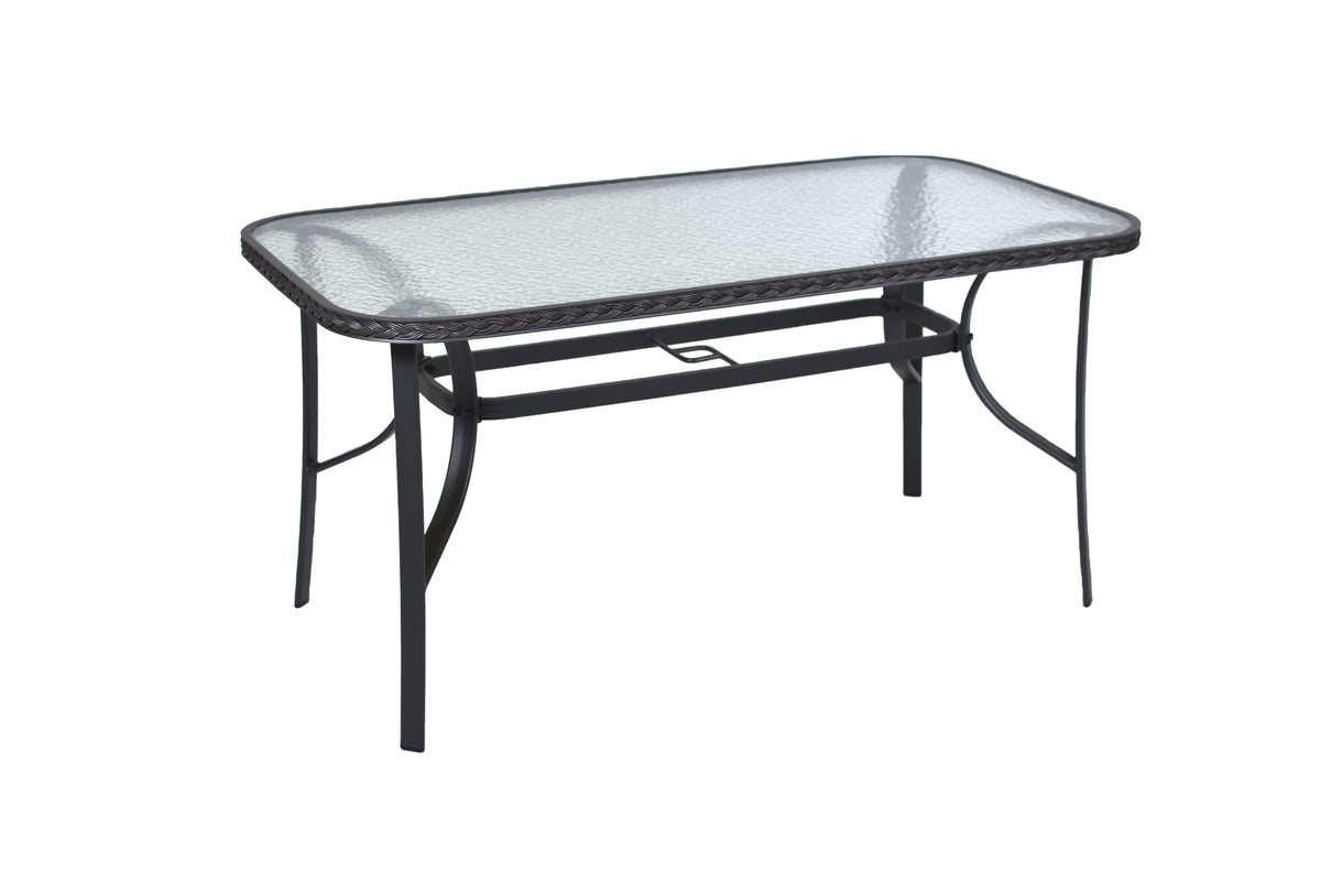 Roma Tisch 150 x 80 cm
Glasplatte mit Geflechtrand